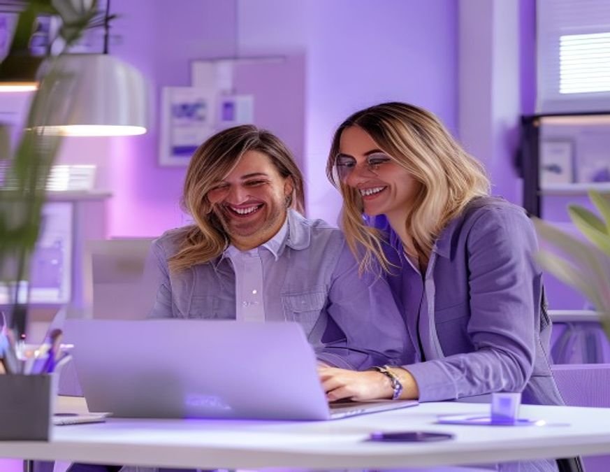 Small-business owner and HR admin using Graciax HRMS together